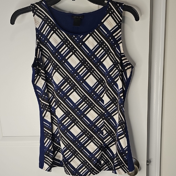Ann Taylor Tops - Ann Taylor Blue and Black Geometric Tank Top